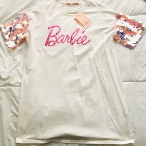 Misguided Barbie Sequin Sleeve Top